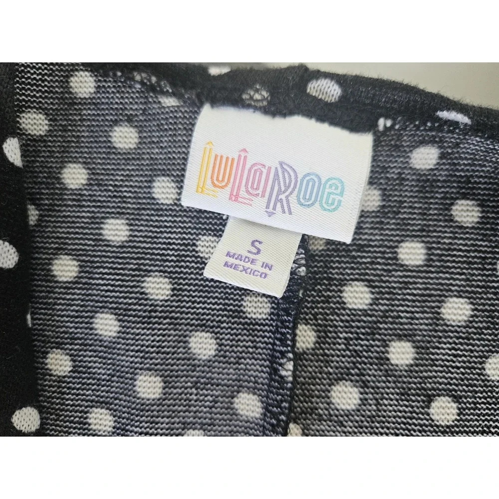 LuLaRoe Joy Black White Polka Dot Sleeveless Long Cardigan Vest Size‎ Small